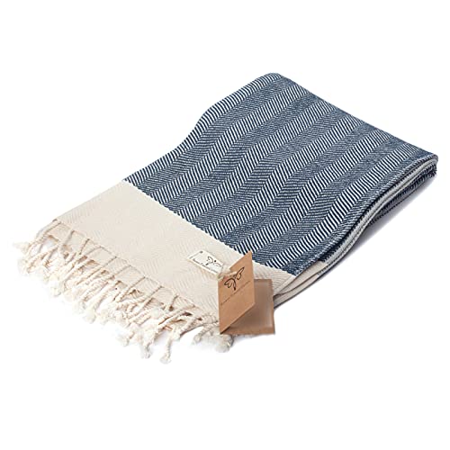 Smyrna Herringbone Series Turkish Table Runner | 100% Cotton | Vintage Farmhouse Style Table Runners For Home Dining Table Decor And Bohemian Wedding Decorations (Navy, 15" X 108") #TOP4