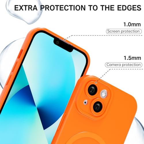 Svanove for iPhone 13 Mini Phone Case Silicone Magnetic, Compatible with Magsafe Case Cute for Women, Girly Bright Color Glossy Jelly Thin Slim Hard Mag Safe Rubber & Camera Cover, Neon Orange by Svanove - Used condition - Image 5