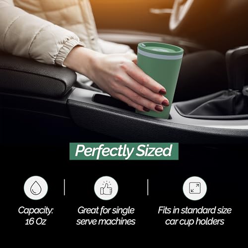 Copco Cone Travel Coffee Mug, 16 oz (Set of 2) - Insulated Drinkware with Spill-Proof Lid and Handle, Microwave & Dishwasher Safe - BPA-Free, Compact for Desk & Cup Holder Friendly (Blue/Green)