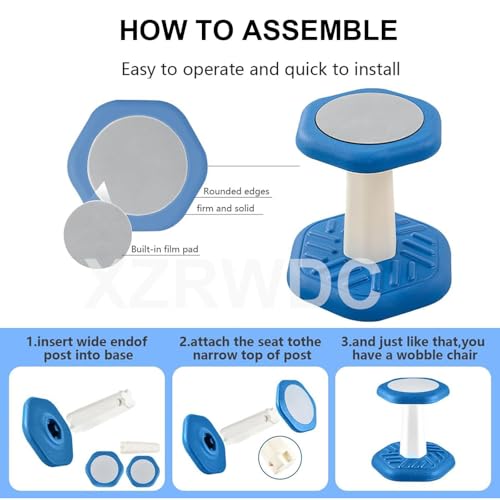 Image of Kid's Wobble Stool, Flexible Classroom Seating for Toddler Ages 3-8, Active Chairs Preschool Desk Chair for Classroom, Balance Sensory Wiggle Chair, Anti-Slip Base, 14 inch High, Tool-Free Assembly,Black