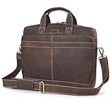 Rasavi Genuine Leather Laptop Messenger Bag for Men– 18 Inch Briefcase Satchel with Shoulder Strap for Office, Travel, Business & Work- Rustic Brown