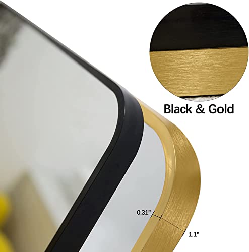 Theiamo Oval Wall Mirror, 33X20Inches Bathroom Mirror Modern Vanity Mirror With Metal Frame, Hd And Shatter-Proof Silver Mirror For Bedroom, Living Room, Entryway, Room Decor And More, Gold #TOP3