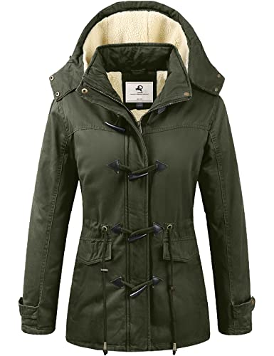 Uoiuxc Women's Warm Winter Coat Hooded Fleece Lined Parkas Jacket (Army Green,X-Large) #TOP12