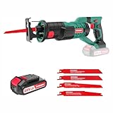 HYCHIKA Reciprocating Saw, 18V Cordless Electric Saw with Battery, Variable Speed, 4 Blades Wood/Metal/PVC Pile Cutting with Orbital Cutting