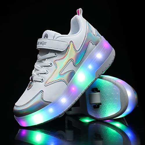 BFOEL Kids Roller Skates Light up Shoes with Double Wheel Shoes LED USB Charging Roller Sneakers for Girls Boys Birthday Christmas Day Best Gift2