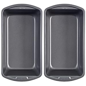 GoodCook Nonstick Loaf Pan 9 x 5-Inch Heavy-Duty Steel Bakeware with Easy-Clean Non-Stick Coating, Oven & Dishwasher Safe Pan for Meatloaf Breads Lasagnas Casseroles & More, Set of 2, Gray