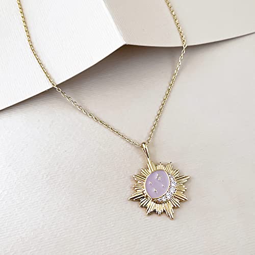 Wanderlust + Co Moonlit Taupe & Gold Locket Chain Necklace - 14K Real Gold Plated Jewelry #TOP2