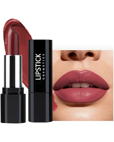 Image of Matte Lipstick for Older Women, Burgundy Lightweight Non-Drying Velvet Lip Stick, Long Lasting Highly Pigmented Smooth Formula Lip Stain, Waterproof, Full Coverage Comfortable Wear Lip Makeup,Vegan-04