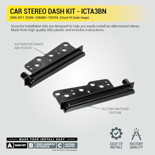 Scosche ICTA3BN Double DIN Radio Install Dash Kit and Harness Compatible with Select 2000-2017 Scion, Subaru and Toyota Vehicles - Complete Basic Car Stereo Installation Kit - Does Not Retain SWC by Scosche - Image 5