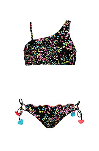 Hobie Girls' One Shoulder Bra & H, Black//Hearts A-Flutter, 10 #TOP22