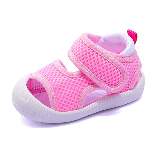 Boys Girls Athletic Sports Sandals Open-Toe Breathable Rubber Sole Beach Water Shoes for Toddler (5-Pink, 6.5)