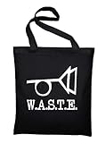 Lange Tragegriffe (ca. 70 cm) Styletex23 W.A.S.T.E. Waste Thomas Pynchon Jutebeutel Baumwolltasche, schwarz