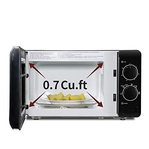 0.7 Cu. Ft. 700W Countertop Microwave Oven With Mechanical Knob Timer From 1 To 30 Minutes 6 Cooking Power Levels Microwave Oven With Led Display 360 Degrees Rotating (Black) #TOP1