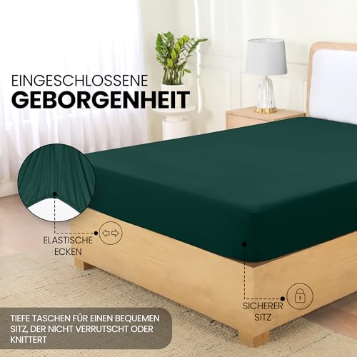 Utopia Bedding - Spannbettlaken 140x200cm - Smaragd Grün - Gebürstete Polyester-Mikrofaser Spannbetttuch - 35 cm Tiefe Tasche 4