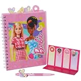 Barbie Tab Journal Spiral Notebook, Ballpoint Pen, Sticky Tabs, 96 Lined Pages, Pink