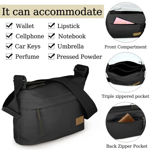 Small Crossbody Bag for Women Men, Canvas Cross Body Purse for Women, Casual Minimalist Style Handbag Purse with 5 Pocket4