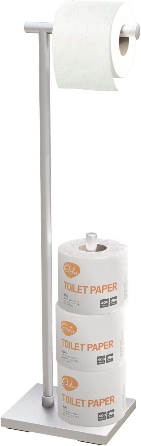 JAGURDS Free Standing Toilet Paper Holder Stand for Bathroom - Stainless Steel Toilet Paper Roll Holder Stand with Reserve Storage and Anti-Slip Base - Holds Up to 4 Rolls : Tools & Home Improvement