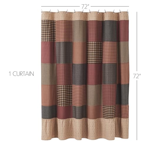 VHC Brands, Maisie Patchwork Shower Curtain, Tan, 72x72 by VHC Brands - Used condition - Image 2