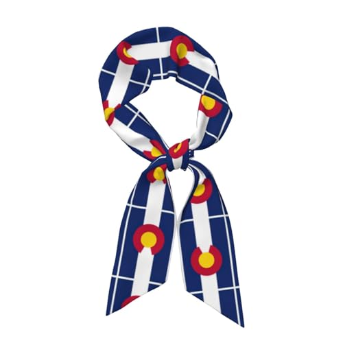 Women's Hair Scarf,Fashions Satin Colorado state flag Print Silk Scarf for Costume Accessory(3.1 x 46.9 in)