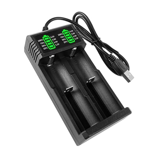 Chargeur Accu 18650,2 Fentes Chargeur de Piles Rechargeables avec Câble USB,Compatible avec Une variété de Batteries Li-ION 3,7 V 18650 26650 21700 18490...