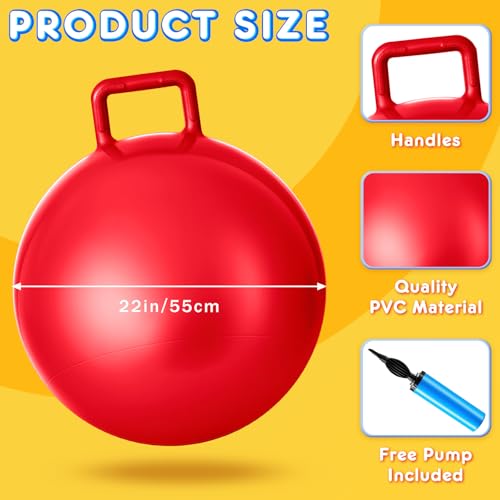Lewtemi 4 Pcs 22 Inch Hopper Ball Carnival Outdoor Games Jumping Hopping Inflatable Bouncing Ball with Handle and Air Pump for Adult Sport Exercise(Bright Colors) - image 2