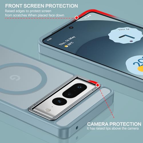 Coque Pixel 7 Pro Magsafe BENTOBEN antichoc gris bleu