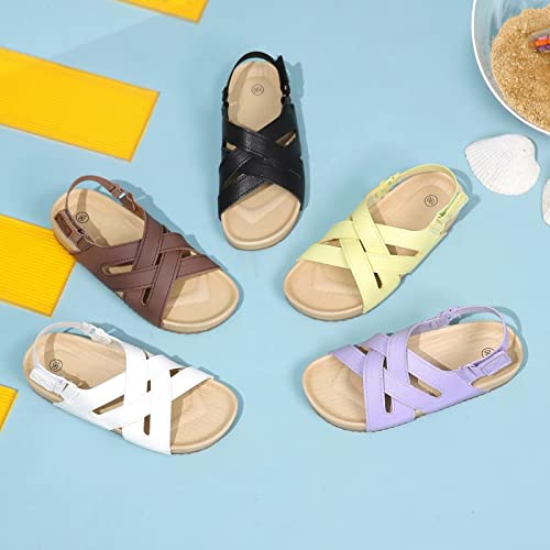 Cubufly Purple Toddler Girls Sandal Cross Strappy Flat Summer Shoes Back Elastic Straps With Hook Loop Eva Footbed Lightweight Sandal #TOP7
