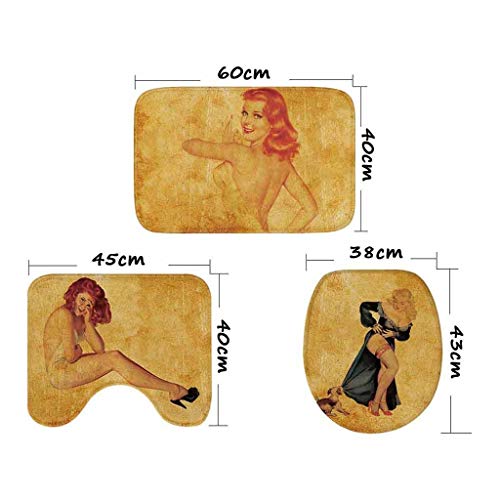 LYP Badematte Set Dreiteilige Badezimmer Matte Flanell rutschfeste Wasseraufnahme Badezimmer Matte Wc Mat Base Pad… – Bild 3