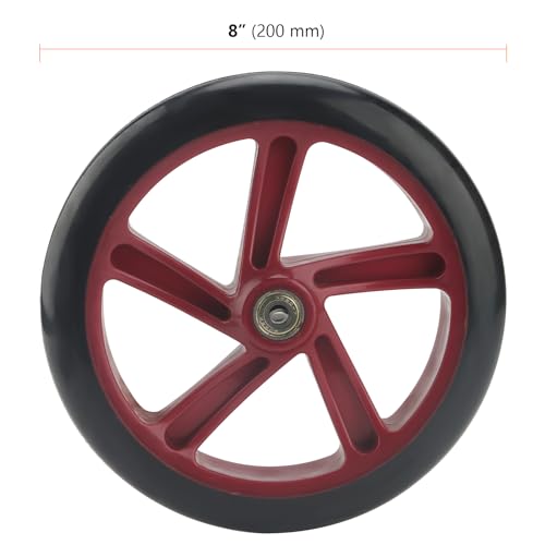 SEUNMUK 4 Pack 8 Inch Scooter Replacement Wheels, Adult Teen Kick Scooter Wheels Solid Replacement Wheels Set with ABEC-11 Bearings for Most Push Kick Scooters, Red