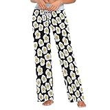Naanle Pajama Pants Lovely Fried Egg Pattern Soft Drawstring Yoga Lounge & Sleep PJ Bottom(XS-XL)
