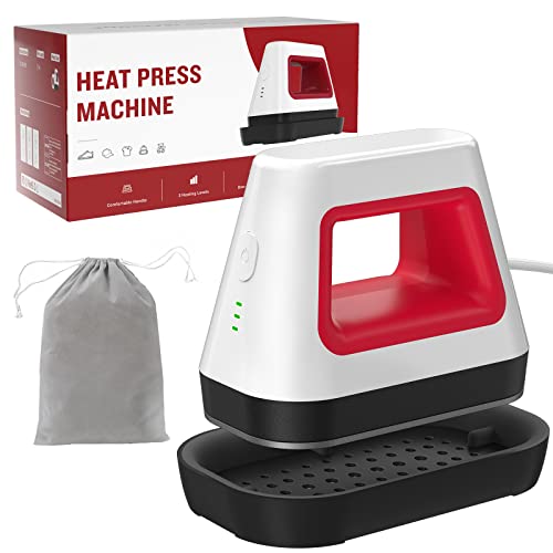 Heat Press,5.5"Ã— 3" Mini Heat Press Machine for Small HTV Vinyl Projects, Small Portable Easy Press Iron for Heating Transfer Sublimation, Small Heat Press for T-Shirts, Hats,Bags (with Storage Bag)