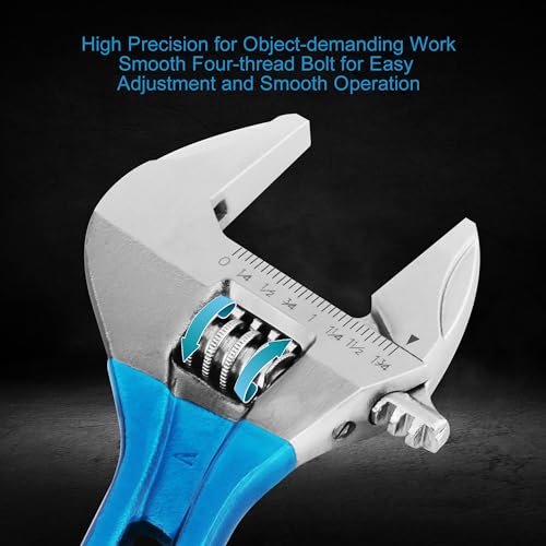 Image of Lichamp 8-Inch Stubby Adjustable Wrench with 44 mm Wide Jaw Opening for Plumbing Automotive and Industry Tight Spaces Work (Pack of 2)