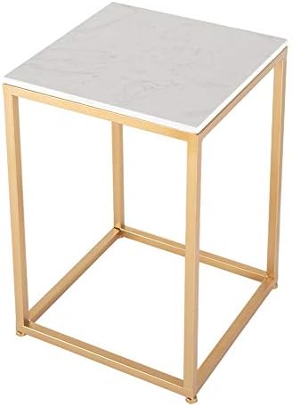 Telephone Table, Marble Side Table Nordic Living Room Square Sofa Corner Table Telephone Table Bedroom Bedside Table Balcony Coffee Table(Color:Gold)