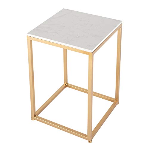 Telephone Table, Marble Side Table Nordic Living Room Square Sofa Corner Table Telephone Table Bedroom Bedside Table Balcony Coffee Table(Color:Gold)