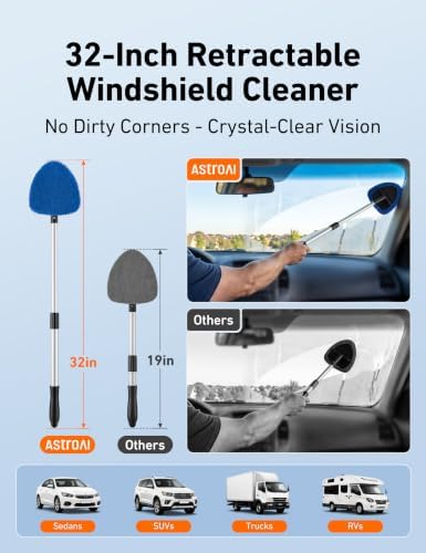 AstroAI 10pcs Car Windshield Cleaner Kit with 32" Extendable Handle — view 2