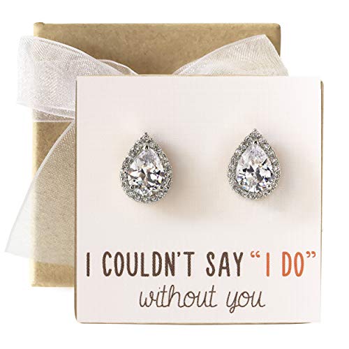 A+O Wedding Bridesmaid Jewelry Gift - Pear Teardrop Stud Post or Clip on Earrings in Gold, Rose Gold, Silver2