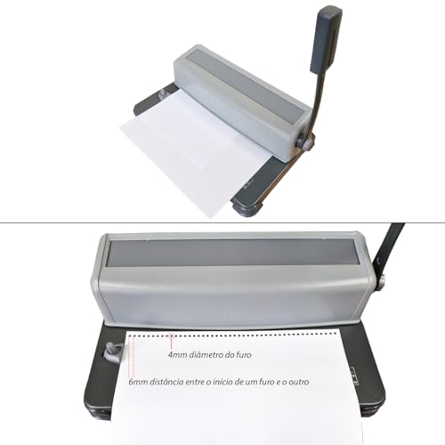 Encadernadora Perfuradora Manual De Papel A4 Para Espiral 12 Folhas Simultâneas