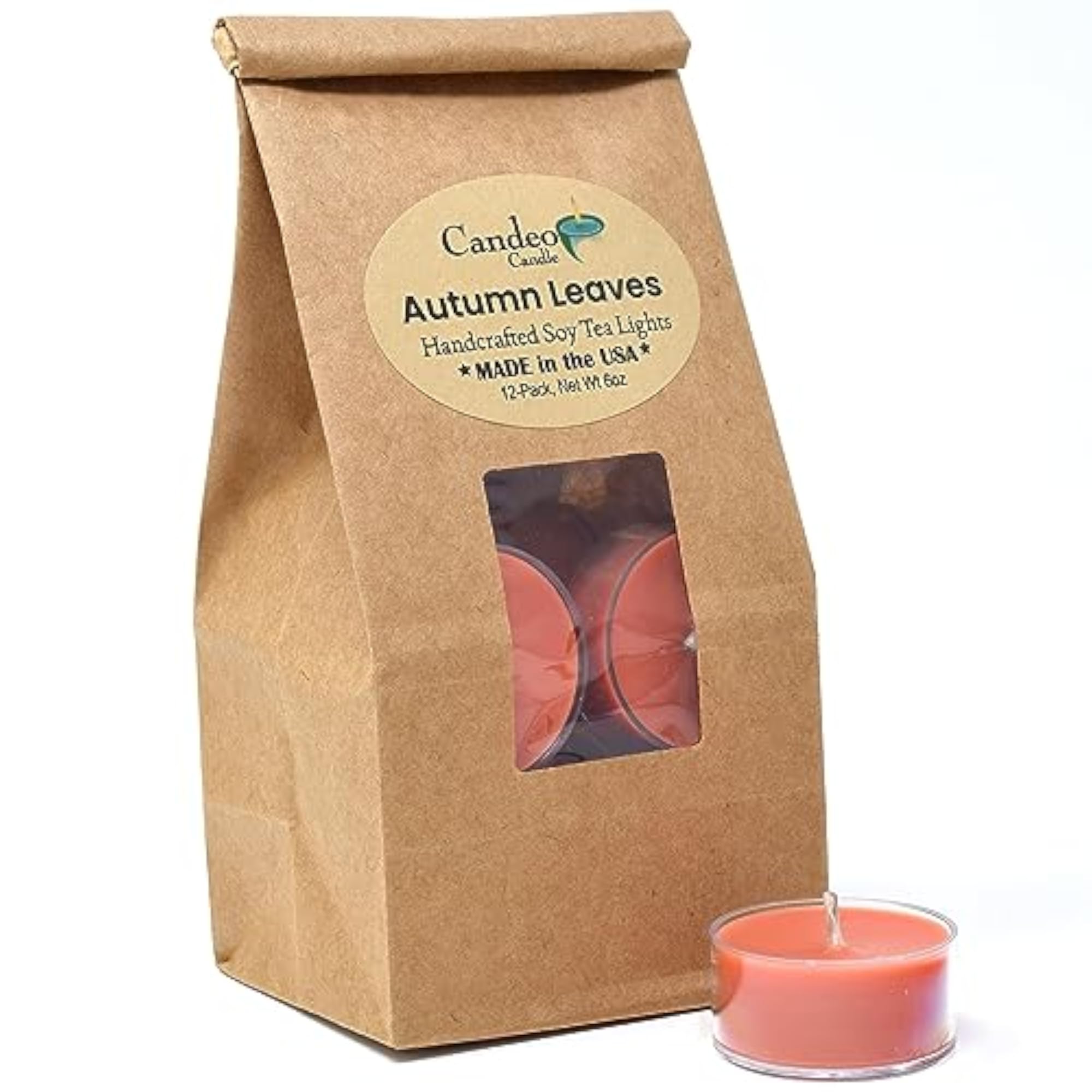 Autumn Leaves Scented Soy Tealights, 12 Pack