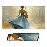 ゲーミング マウスパッド バイオリンの女 マウスパッド大型 100 x 50 cm, 时尚 可愛い 防水 デスクマット 防滑橡胶底 不移位 マウスパット 長方形 耐洗表面 舒适操作 デスク マット 适合工作 家用 办公室和游戏使用 女性へのプレゼント y-1017