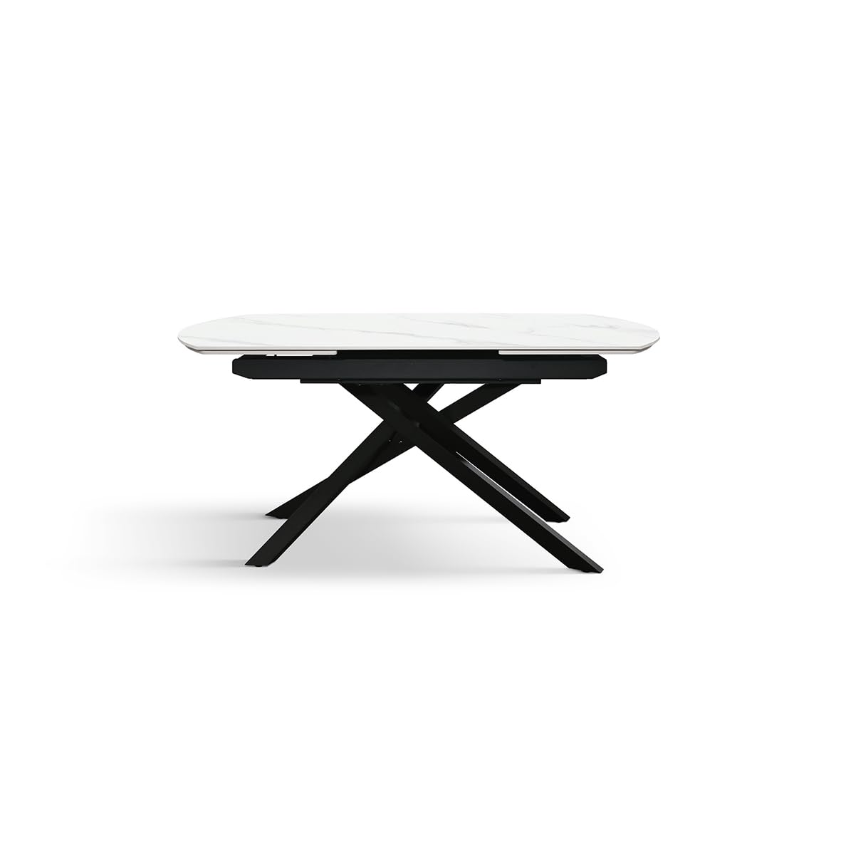 PAZZO DESIGN Table Extensible Oval James, Plateau en Céramique, Pieds en Métal, Blanc Statuaire, Cuisine, Séjour, 160 x 90 x h76,5 cm - id_2363