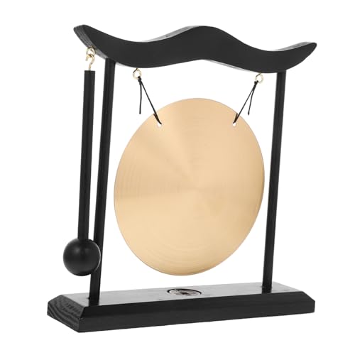 Vaguelly Zen Table Gong Copper Bell for Desktop Asian Decor Chinese Bell Decor Stand