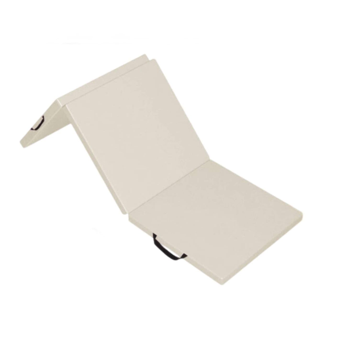 Foldable Design Tri-Fold Exercise Mat Long-Lasting Faux Leather Cover Folding Gymnastics Mat Carrying Handles Sit-up Cushion Waterproof for Students, Kids, Beginners, off White, 180*60*5cm-picture-18