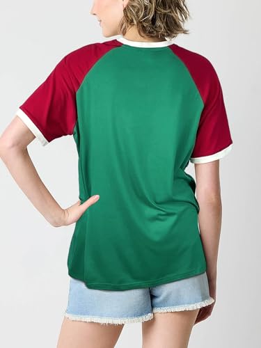 Brazil Shirt for Women Soccer Jersey Short Sleeve Shirts Brazil Jersey Contrast Binding V Neck Plus Tee Tops3