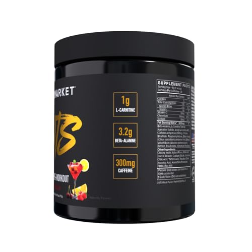 Image of BLACKMARKET CUTS Pre Workout - Thermogenic Energy & Focus Powder for Men & Women, Fat Metabolism, Muscle Definition, Creatine Free, 30 Servings (Fruit Punch)