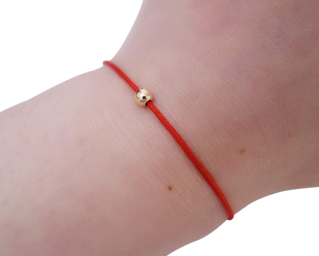 Hand Made Genuine 14K SOLID GOLD Red String Bracelet Amulet Bracelet Kabbalah Bracelet Red String Of Fate Protective Bracelet Birthday Gift Friendship Good Lucky Charm Couple Women Men Teenagers