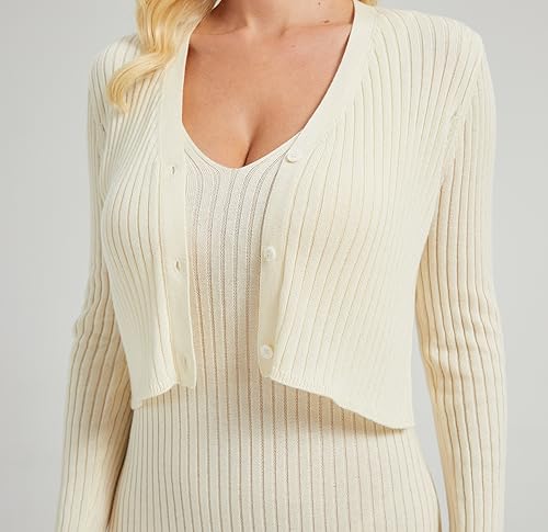 Image of Women's Cropped Cardigans Open Front Long Sleeves Short Cardigan Sweaters
