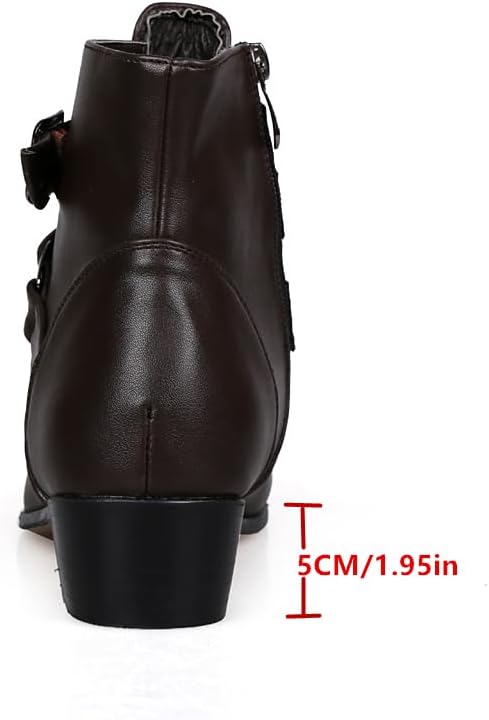 MGGMOKAY Men's Chelsea Boots Leather Shoes Casual Dress Ankle Boot With Buckle Side Zipper - Image 4