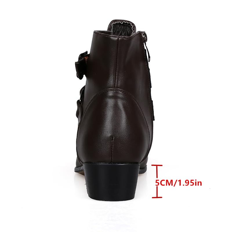 MGGMOKAY Men's Chelsea Boots Leather Shoes Casual Dress Ankle Boot With Buckle Side Zipper3