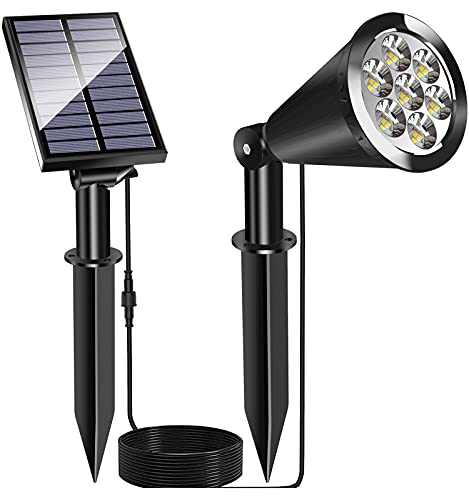 MEIHONG Solar Spot Light Outdoor, Waterproof Solar LED Landscape Lights Dusk to Dawn, 2-in-1 Solar Spotlight Solar Powered Accent Lights for Garden Porch Walkway Patio (1 Pack)