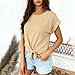 Women's Comfy Casual Summer Tops Fashion Short Sleeve Crew Neck Blouses T Shirts Tie Knot Front Casual Work Tees Khaki
